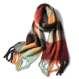 Women Plaid Tassel Winter Scarf