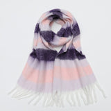 Women Plaid Tassel Winter Scarf