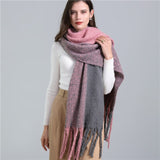 Women Plaid Tassel Winter Scarf