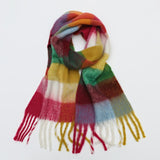 Women Plaid Tassel Winter Scarf