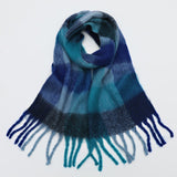 Women Plaid Tassel Winter Scarf