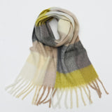 Women Plaid Tassel Winter Scarf