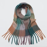 Women Plaid Tassel Winter Scarf