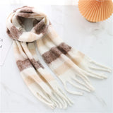 Women Plaid Tassel Winter Scarf