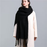 Women Plaid Tassel Winter Scarf