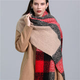 Women Plaid Tassel Winter Scarf