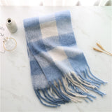 Women Plaid Tassel Winter Scarf