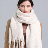 Women Plaid Tassel Winter Scarf