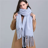 Women Plaid Tassel Winter Scarf